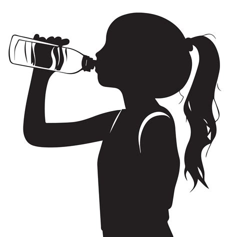 A Girl Drink Water Vector Silhouette Illustration 24765964 Vector Art at Vecteezy