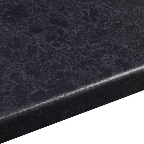 38mm Midnight Black Satin Granite effect Round edge Laminate Worktop (L)3m (D)600mm ...