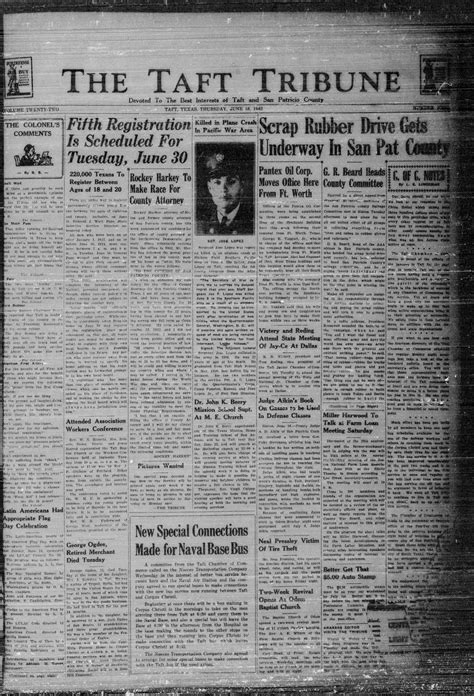 The Taft Tribune (Taft, Tex.), Vol. 22, No. 9, Ed. 1 Thursday, June 18, 1942 - The Portal to ...