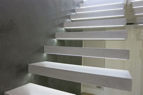 Tailor-made Hanging Beton Cire Stairs and Feature Wall - Modern - Staircase - London - by Modern ...