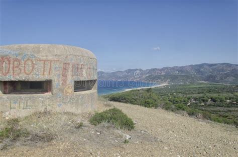 Military Fortifications Along the Coast Stock Photo - Image of guns ...