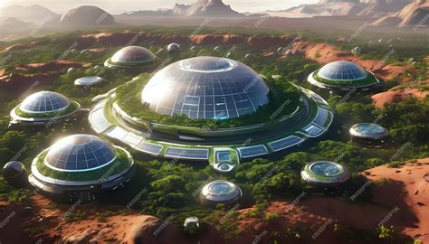 Premium Photo | A futuristic space colony on a terraformed Mars with ...