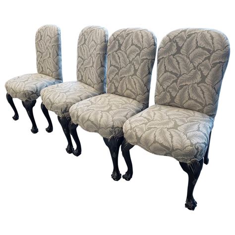 Modern Floral Clawfoot Dining Chairs For Sale at 1stDibs