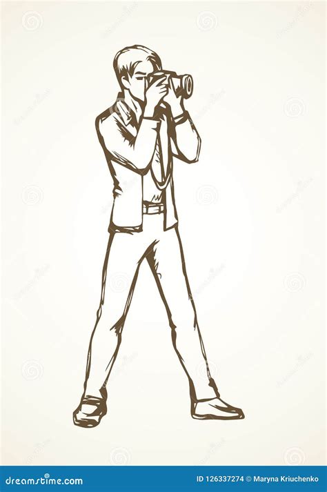 Photographer. Vector Drawing Stock Vector - Illustration of camera ...