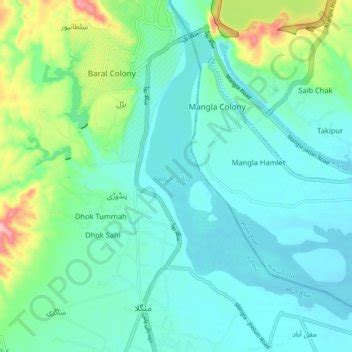 Jhelum River topographic map, elevation, terrain