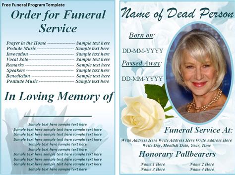 Funeral Printing Templates: Use a Funeral Program to Honor The Life of ...