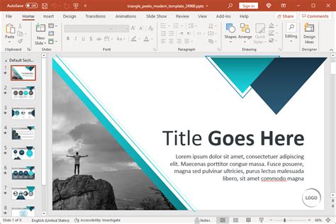 Animated Triangle Peeks Modern Design PowerPoint Template