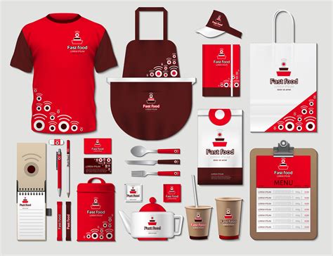 Vector red fast food identity mockup | Corporate identity, Fast food, Corporate identity design