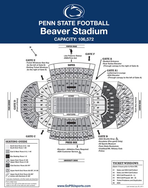 Penn State Football Stadium Seating Map With Rows - Printable Map