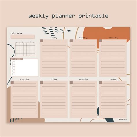 Printable Weekly Planner Aesthetic Weekly Planner Printable | Etsy