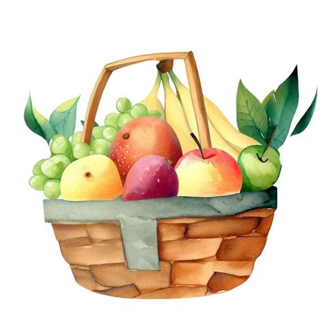 Premium AI Image | Fruit Basket Watercolor Clipart