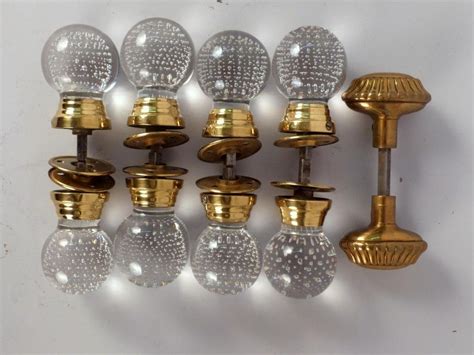 5 Art Deco Door Knobs Including Pairpoint Glass