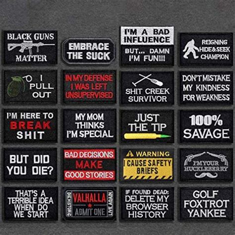 20 Pack Tactical Morale Patches with Velcro, JUSHOOR Funny Military Patch Embroidery Army Badge ...