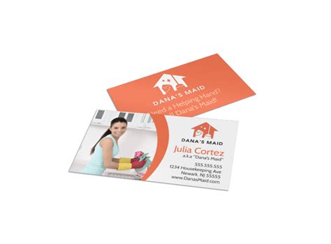 Orange House Cleaning Business Card Template