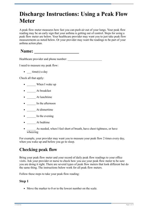 Text - Discharge Instructions: Using a Peak Flow Meter - HealthClips Online