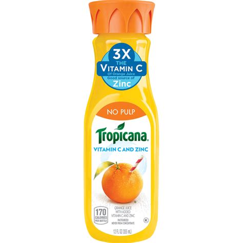 Tropicana Pure Premium Orange Juice No Pulp Vitamin C + Zinc (12 fl oz) - Instacart