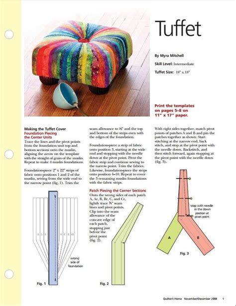 complete pattern & instructions for a square tuffet from Quilter's Home ...