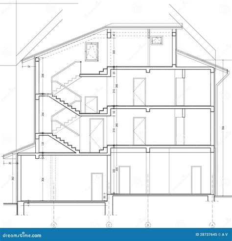 Building Section Drawing Vector Illustration | CartoonDealer.com #12361184