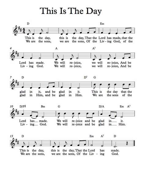 Free Lead Sheet – This Is The Day – Michael Kravchuk | Bible songs ...