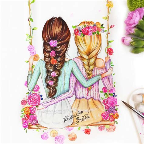 Pin by IllustrationBubble on Best Friends Forever | Drawings of friends, Bff drawings, Cute drawings