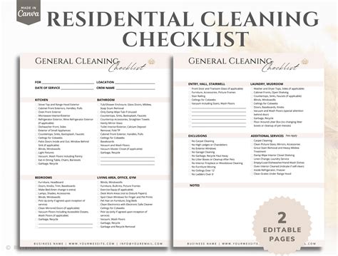 Residential general cleaning checklist editable house cleaning checklist professionally designed ...