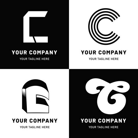 Black and White Letter C Logo Set 2964197 Vector Art at Vecteezy