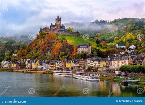 Cochem, Germany - Cochem Castle With The Vineyard And Autumn Trees ...