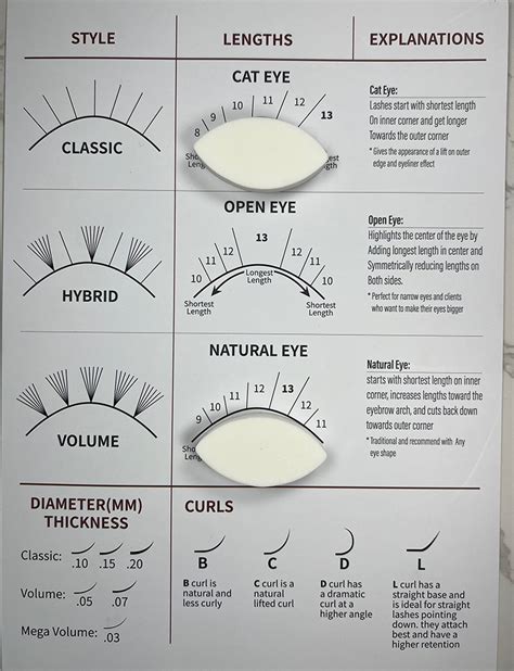 Lash Mapping Dimeånsion Chart & Lash Sponges for Lash Training