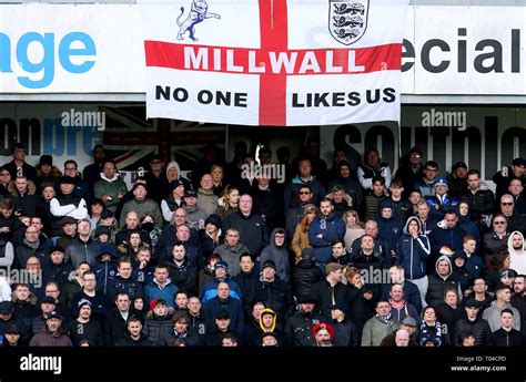 A general view of Millwall fans in the stands during the FA Cup quarter final match at The Den ...