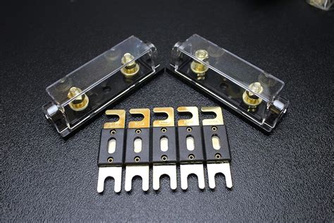 Amazon.com: (2) Pack 0 2 4 6 8 Gauge ANL Fuse Holder W/ (5) 500 AMP Gold Wafer FUSES Wire ...