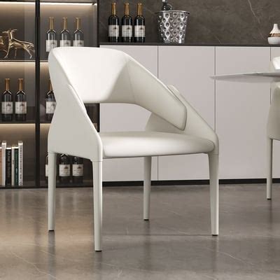 Modern White Faux Leather Dining Chair Open Back Dining Room Chairs ...