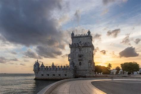 Sunset at Belem Tower (Torre De Belem) Located in Lisbon, Portugal ...