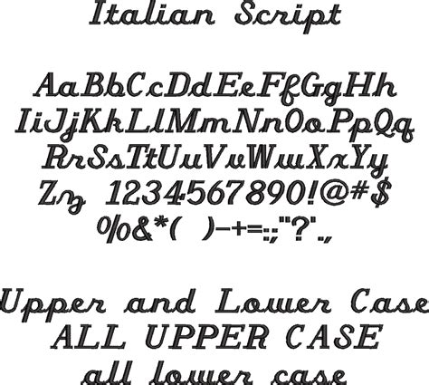 Italian Script Embroidery Font - Teamlogo.com | Custom Imprint and ...