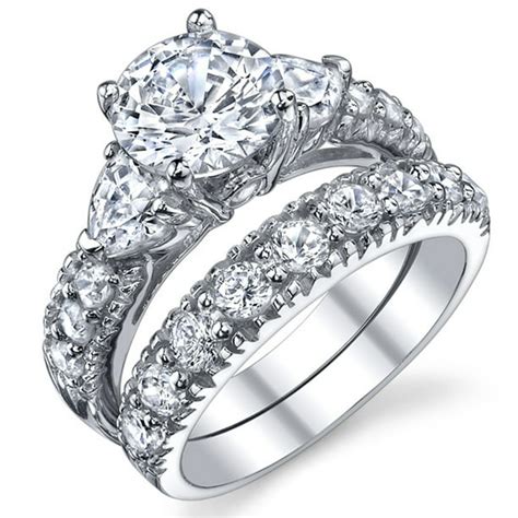 RingWright Co. - Women's Sterling Silver 925 Engagement Ring Set Bridal Rings Cubic Zirconia ...