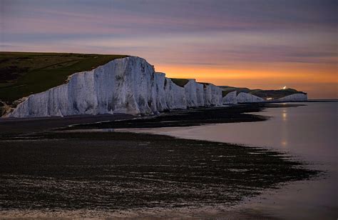 Seven sisters cliffs in England seen at night. Photograph by George Afostovremea - Fine Art America