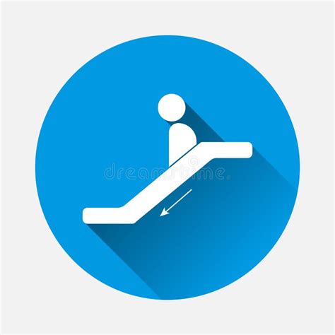 Vector Icon Escalator on Blue Background. Flat Image Escalator Stock Vector - Illustration of ...