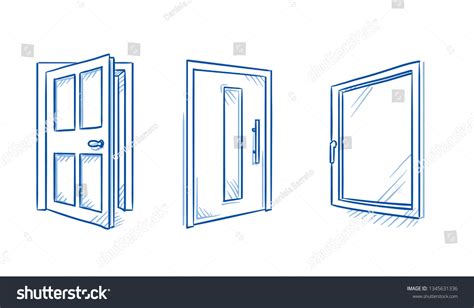 Set Front Door Room Door Window Stock Vector (Royalty Free) 1345631336 ...