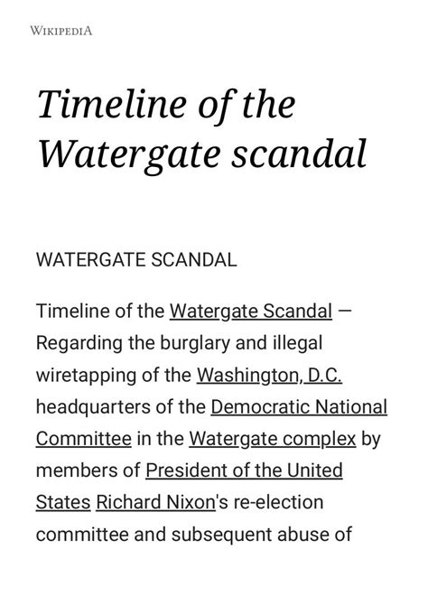 Timeline of the watergate scandal wikipedia