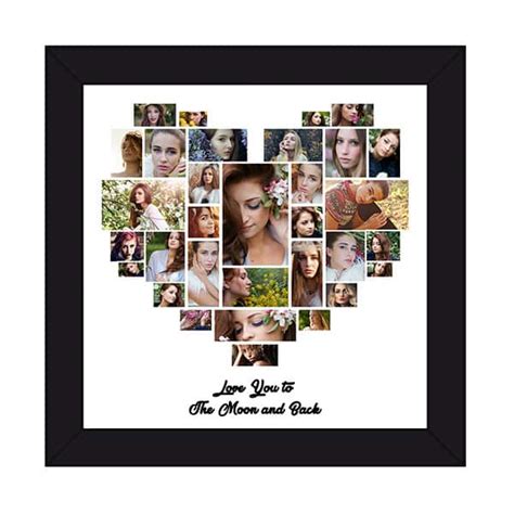 Heart Shaped Photo Collage Frame With 32 Photos - Personalizedgift.in