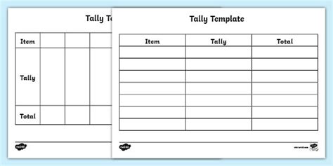 Tally Chart Template - Science Resource (teacher made)