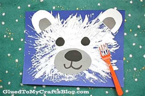 Fork Painted Polar Bear - Kid Craft - Glued To My Crafts | Winter ...