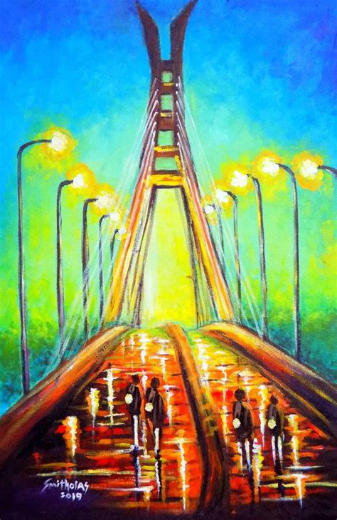 Lekki Ikoyi Bridge Nigeria Painting by Smith Olaoluwa | Saatchi Art