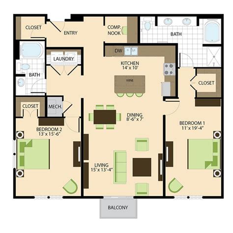 Luxury Two Bedroom Apartment Floor Plans - img-extra