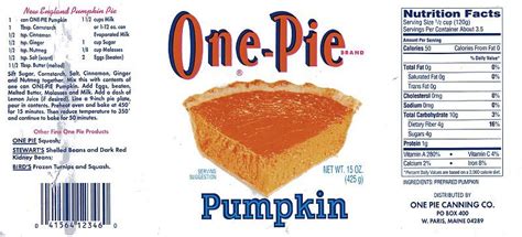 One Pie Pumpkin Pie | Pumpkin pie, Calories in sugar, Canned pumpkin