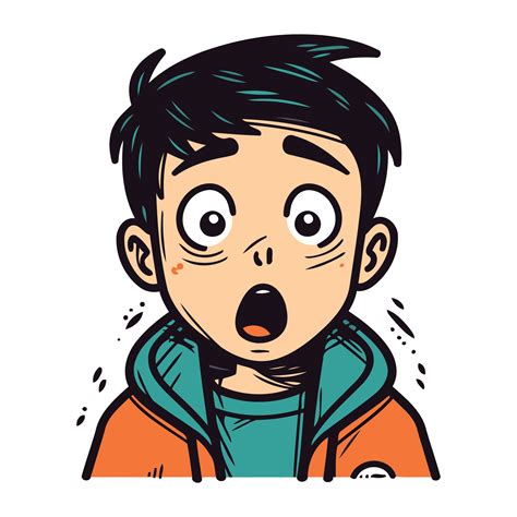 Surprised boy with big eyes. Vector illustration in cartoon style ...