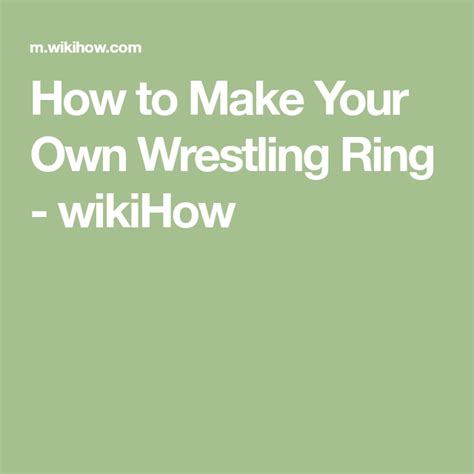 How to Make Your Own Wrestling Ring | Make it yourself, Wrestling ring ...