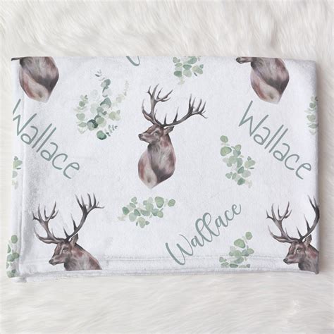 Custom Deer Baby Name Blanket Personalized Baby Boy Woodland - Etsy