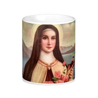 an image of the immaculate mary with flowers on her hand coffee mugs, set of 2