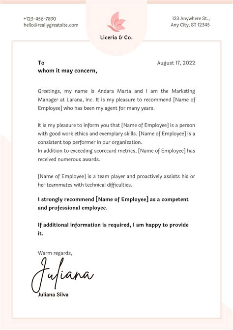 Business Recommendation Letter Template - prntbl.concejomunicipaldechinu.gov.co