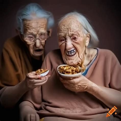 Asian grandmother holding food on Craiyon